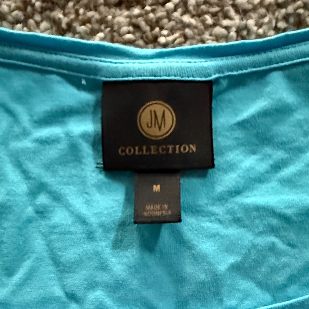 JM Collection Turquoise Cold Shoulder Tee - Picture 2 of 2
